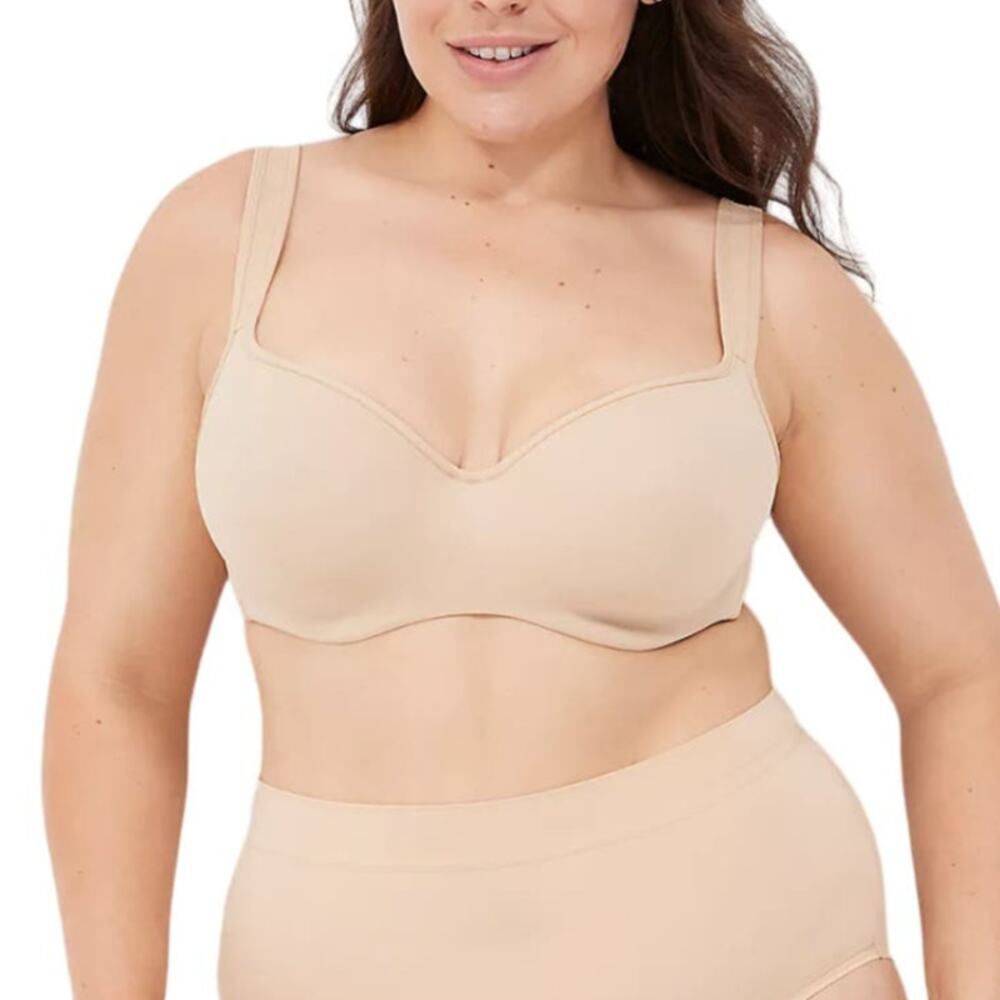 Cacique 44DDD Lightly Lined Full Coverage No Wire Bra Padded Tan Bra 4337